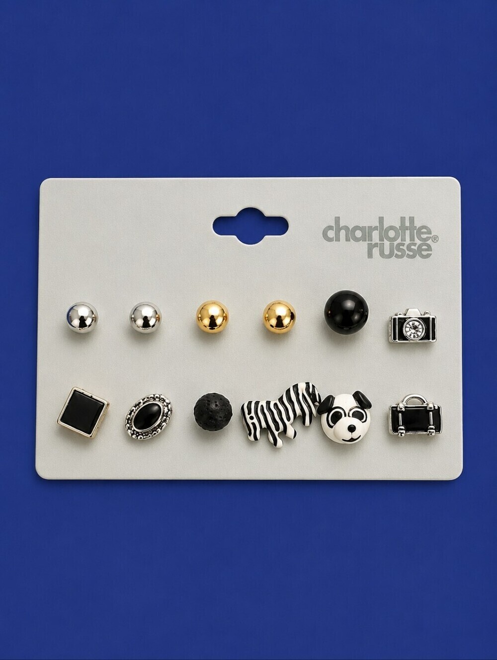 Black & Silver Single Earrings and Two Pair Silver Ball Post Earrings